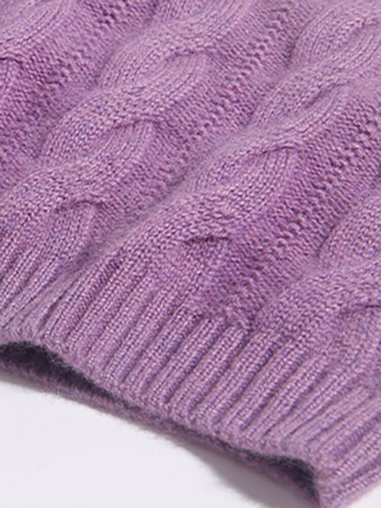 Classic Cable Knit Cashmere Crewneck Sweater for Boys and Girls